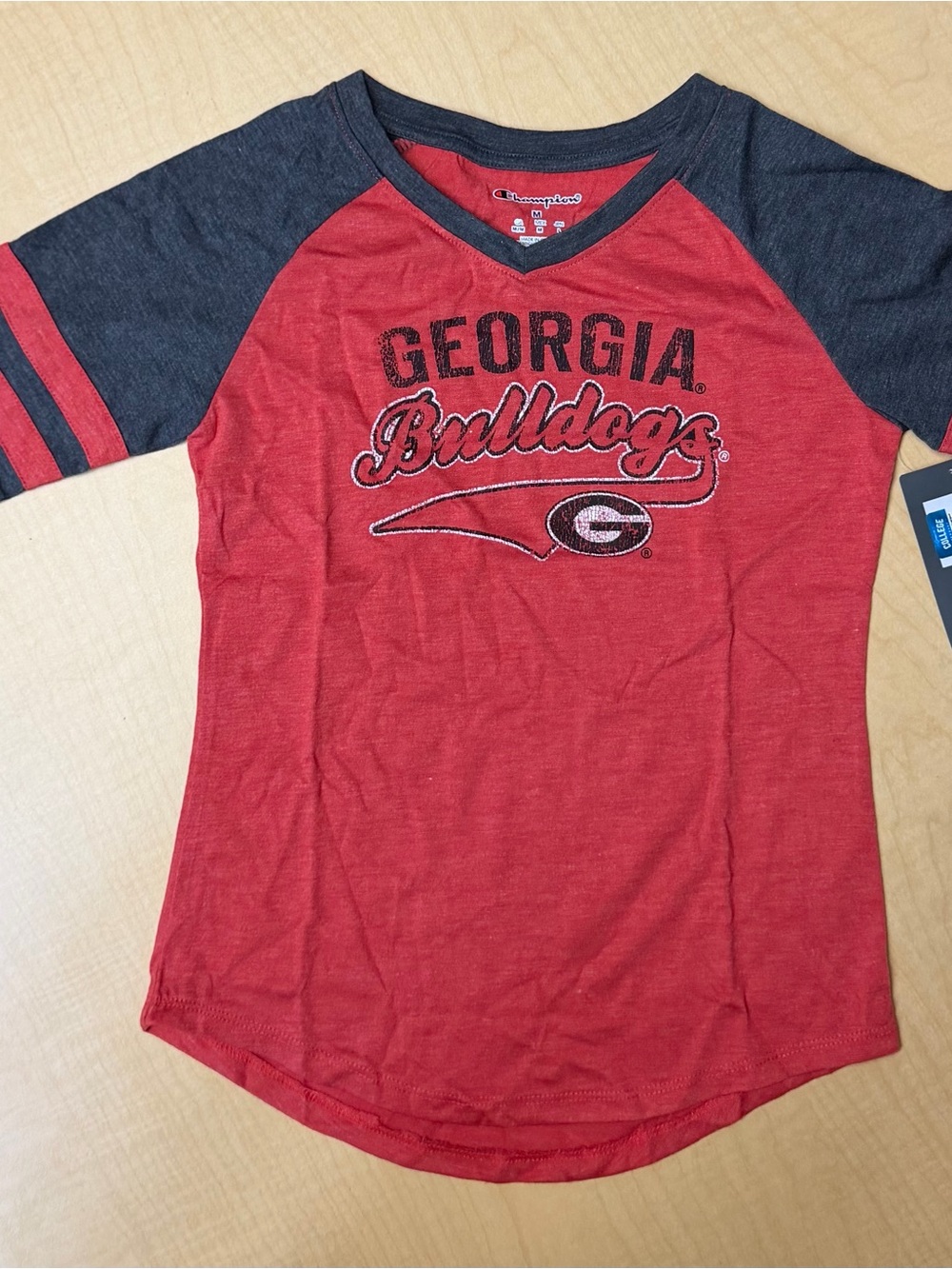 Champion Red & Charcoal Georgia Bulldogs Raglan Tee
